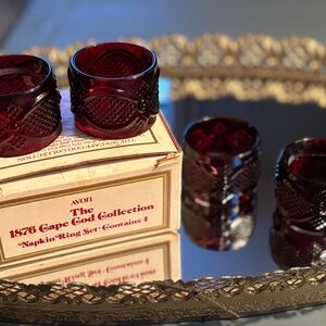 Avon 1876 Cape Cod Ruby Red Napkin Rings